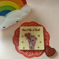 Care bears inspired handmade soap that reads “dont be a twat”